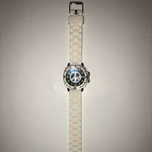 Peace sign white watch